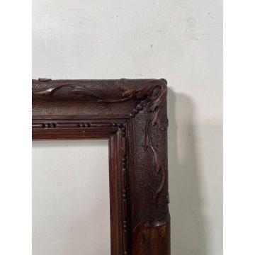 ANTICA CORNICE RINASCIMENTO EPOCA '800 LEGNO NOCE SCOLPITO 51 cm x 69 cm quadro