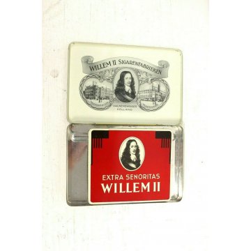 SET 2 SCATOLA VINTAGE 10 CIGAR TIN BOX  Willem II IMPERIAL SENORITAS HOLLAND 