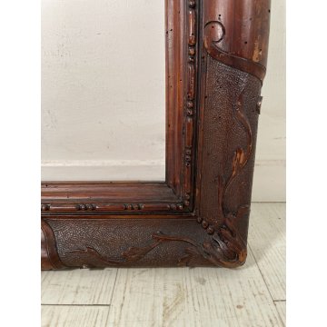 ANTICA CORNICE RINASCIMENTO EPOCA '800 LEGNO NOCE SCOLPITO 51 cm x 69 cm quadro