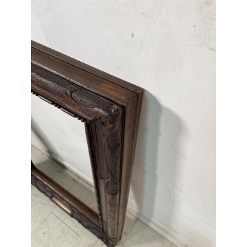 ANTICA CORNICE RINASCIMENTO EPOCA '800 LEGNO NOCE SCOLPITO 51 cm x 69 cm quadro