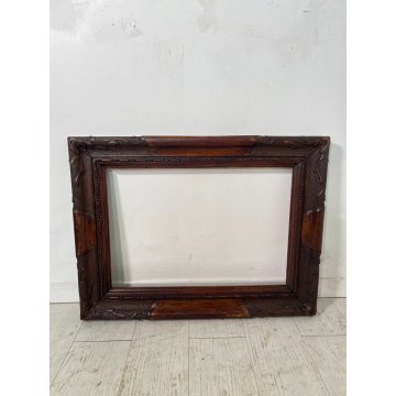 ANTICA CORNICE RINASCIMENTO EPOCA '800 LEGNO NOCE SCOLPITO 51 cm x 69 cm quadro