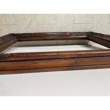 ANTICA CORNICE RINASCIMENTO EPOCA '800 LEGNO NOCE SCOLPITO 51 cm x 69 cm quadro