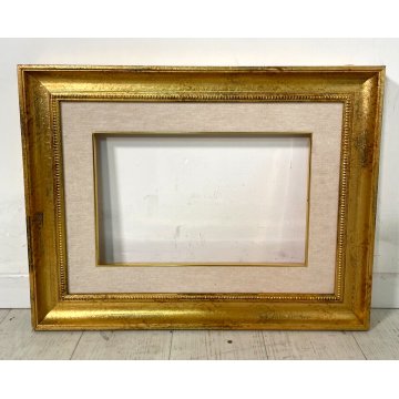 ANTICA CORNICE DORATA NEO CLASSICA LEGNO PASSEPARTOUT 57 cm x 44 cm EPOCA '900