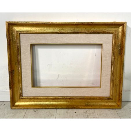 ANTICA CORNICE DORATA NEO CLASSICA LEGNO PASSEPARTOUT 57 cm x 44 cm EPOCA '900
