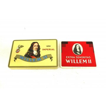 SET 2 SCATOLA VINTAGE 10 CIGAR TIN BOX  Willem II IMPERIAL SENORITAS HOLLAND 