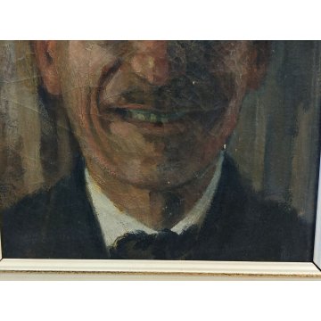 ANTICO QUADRO DIPINTO olio tela AUTORITRATTO attr Giuseppe Bosio 1942 CORNICE