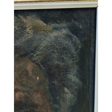 ANTICO QUADRO DIPINTO olio tela AUTORITRATTO attr Giuseppe Bosio 1942 CORNICE