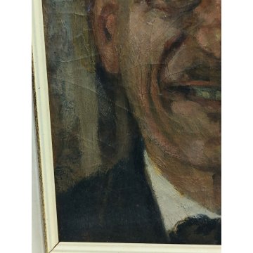 ANTICO QUADRO DIPINTO olio tela AUTORITRATTO attr Giuseppe Bosio 1942 CORNICE