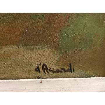 QUADRO DIPINTO OLIO TELA D'Accardi ANNI 70 Cavalli e Figure POSTESPRESSIONISTA