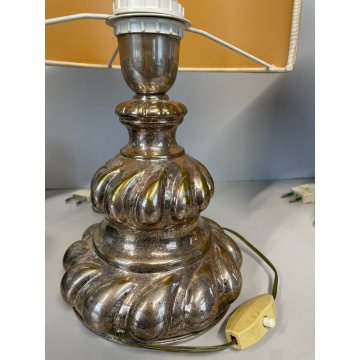 COPPIA ABATJOURS LAMPADA TAVOLO Carlo Mozzoni METALLO ARGENTATO SBALZATO VINTAGE