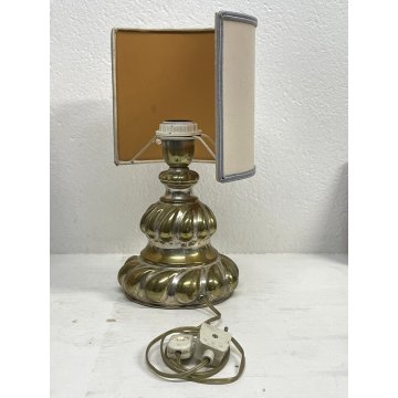 COPPIA ABATJOURS LAMPADA TAVOLO Carlo Mozzoni METALLO ARGENTATO SBALZATO VINTAGE