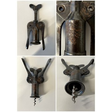 ANTICO CAVATAPPI ferro ETERNO Cardini OMEGNA Brev. Corkscrew  Korkenzieher  '900