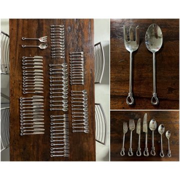 SET POSATE 12 Pers. ACCIAIO INOSSIDABILE DESIGN Gourmet Twist KNOT FLATWARE '900