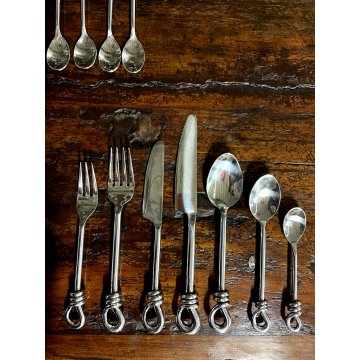 SET POSATE 12 Pers. ACCIAIO INOSSIDABILE DESIGN Gourmet Twist KNOT FLATWARE '900