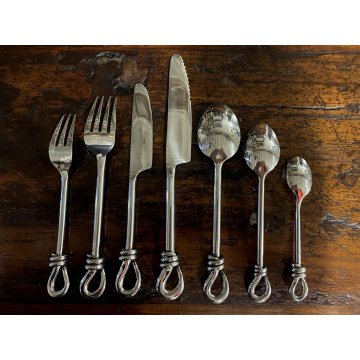 SET POSATE 12 Pers. ACCIAIO INOSSIDABILE DESIGN Gourmet Twist KNOT FLATWARE '900