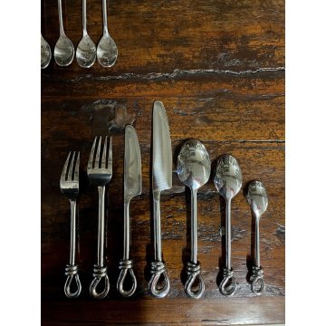 SET POSATE 12 Pers. ACCIAIO INOSSIDABILE DESIGN Gourmet Twist KNOT FLATWARE '900