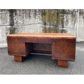 ANTICA SCRIVANIA ART DECO LEGNO RADICA NOCE Mod. Klaus Schreibtisch ANNI '30