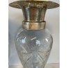 COPPIA GRANDE VASO CRISTALLO Bohemia MOLATO METALLO ARGENTATO VINTAGE 38 cm/h