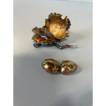 RICCIO con CASTAGNE ARGENTO SMALTATO SILVER ENAMELED CHESTNUT PUNZONE 925 103 AR