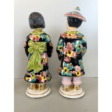 COPPIA SCULTURA CERAMICA Alma FIGURE ORIENTE Mod. 85/86 BOY GIRL ANNI '50 DANNI