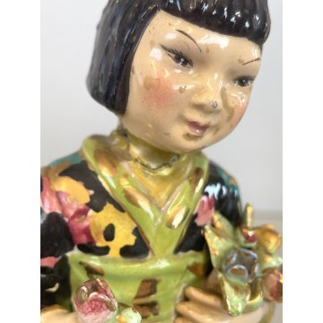 COPPIA SCULTURA CERAMICA Alma FIGURE ORIENTE Mod. 85/86 BOY GIRL ANNI '50 DANNI