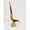 FIGURA GALLO PAVONE UCCELLO VETRO Murano SOMMERSO POLICROMO AVVENTURINA ORO '50