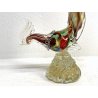 FIGURA GALLO PAVONE UCCELLO VETRO Murano SOMMERSO POLICROMO AVVENTURINA ORO '50