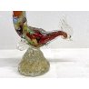 FIGURA GALLO PAVONE UCCELLO VETRO Murano SOMMERSO POLICROMO AVVENTURINA ORO '50