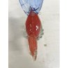 FIGURA GALLO UCCELLO VETRO Murano SOMMERSO BLU ROSSO RIGATO AVVENTURINA ORO '50
