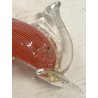 FIGURA GALLO UCCELLO VETRO Murano SOMMERSO BLU ROSSO RIGATO AVVENTURINA ORO '50