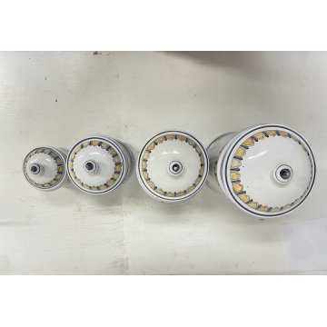 SET 4 VASO CERAMICA BIANCO Novi Bassano BARATTOLO COPERCHIO DECORO FLOREALE '900