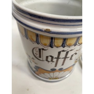 SET 4 VASO CERAMICA BIANCO Novi Bassano BARATTOLO COPERCHIO DECORO FLOREALE '900