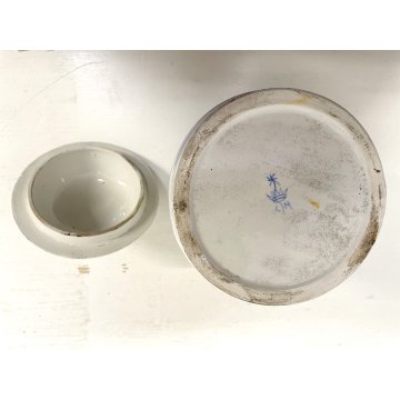 SET 4 VASO CERAMICA BIANCO Novi Bassano BARATTOLO COPERCHIO DECORO FLOREALE '900