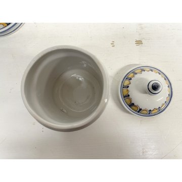 SET 4 VASO CERAMICA BIANCO Novi Bassano BARATTOLO COPERCHIO DECORO FLOREALE '900