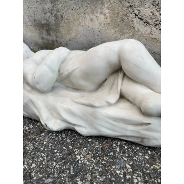 ANTICA SCULTURA TUTTOTONDO MARMO BIANCO BAMBINO ADDORMENTATO BIMBO EPOCA 1800