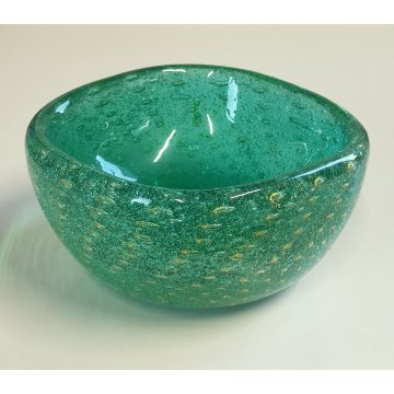 VASO VETRO DESIGN verde SOMMERSO BOLLICINE Carlo Scarpa VENINI MURANO anni 40