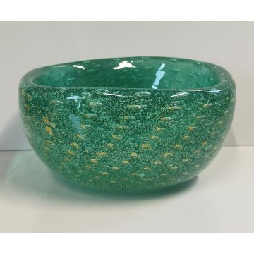 VASO VETRO DESIGN verde SOMMERSO BOLLICINE Carlo Scarpa VENINI MURANO anni 40