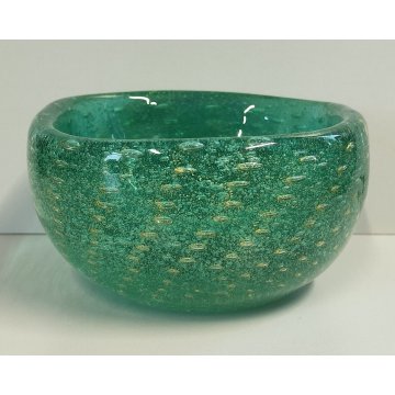 VASO VETRO DESIGN verde SOMMERSO BOLLICINE Carlo Scarpa VENINI MURANO anni 40