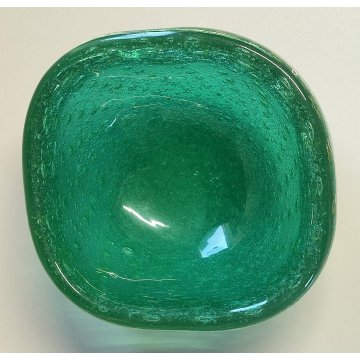 VASO VETRO DESIGN verde SOMMERSO BOLLICINE Carlo Scarpa VENINI MURANO anni 40