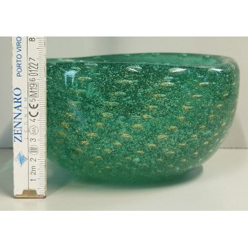 VASO VETRO DESIGN verde SOMMERSO BOLLICINE Carlo Scarpa VENINI MURANO anni 40