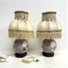 COPPIA ABATJOURS LAMPADA VINTAGE BASE VASO PORCELLANA FAMILLE ROSE PARALUME '60s