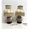 COPPIA ABATJOURS LAMPADA VINTAGE BASE VASO PORCELLANA FAMILLE ROSE PARALUME '60s