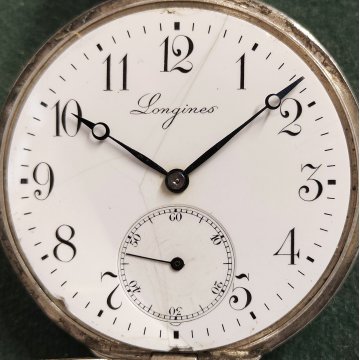 ANTICO OROLOGIO TASCA Longines EFCo CAL. 18.69N anni 50 OLD SILVER POCKET WATCH