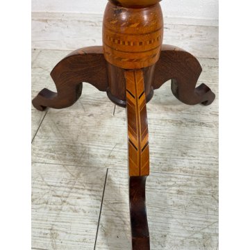 ANTICO TAVOLINO LEGNO INTARSIATO GIOCO SCACCHI TORNITO TAVOLO SALOTTO VINTAGE