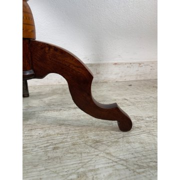 ANTICO TAVOLINO LEGNO INTARSIATO GIOCO SCACCHI TORNITO TAVOLO SALOTTO VINTAGE