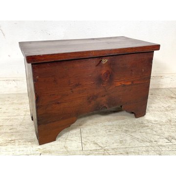 ANTICA PICCOLA CASSAPANCA legno abete 64 cm epoca 1800 OLD WOOD CHEST FORMELLA