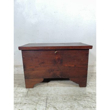 ANTICA PICCOLA CASSAPANCA legno abete 64 cm epoca 1800 OLD WOOD CHEST FORMELLA