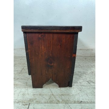 ANTICA PICCOLA CASSAPANCA legno abete 64 cm epoca 1800 OLD WOOD CHEST FORMELLA