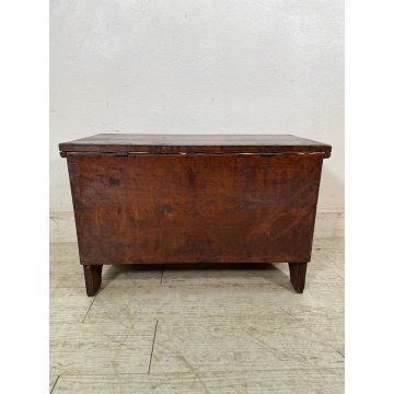 ANTICA PICCOLA CASSAPANCA legno abete 64 cm epoca 1800 OLD WOOD CHEST FORMELLA