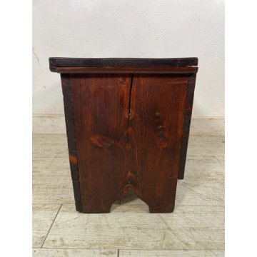 ANTICA PICCOLA CASSAPANCA legno abete 64 cm epoca 1800 OLD WOOD CHEST FORMELLA